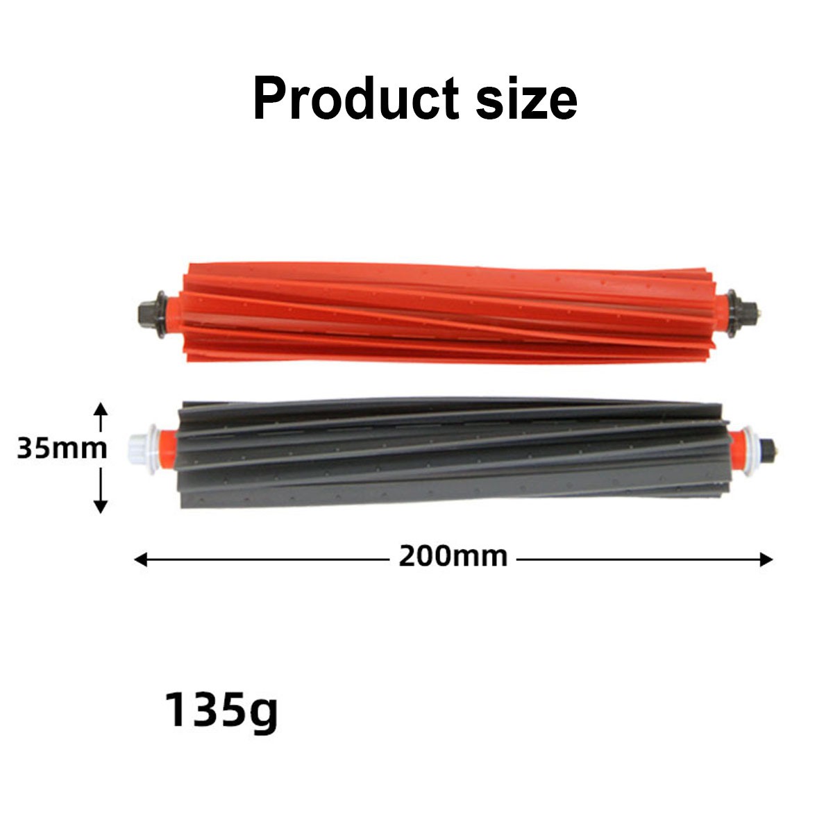 1 Set Main Brushes Compatible with Roborock S8, S8+, S8 Pro Ultra, Q5 Black/Red
