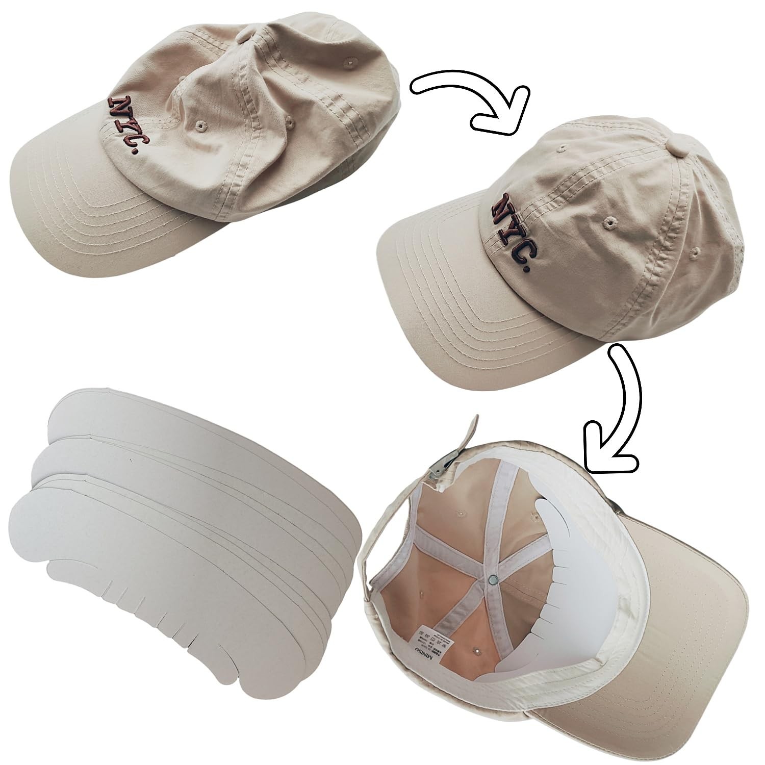 25 Pcs Baseball Caps Inserts Shapers, 5 Design Cardboard Hat Support Brim Hol…