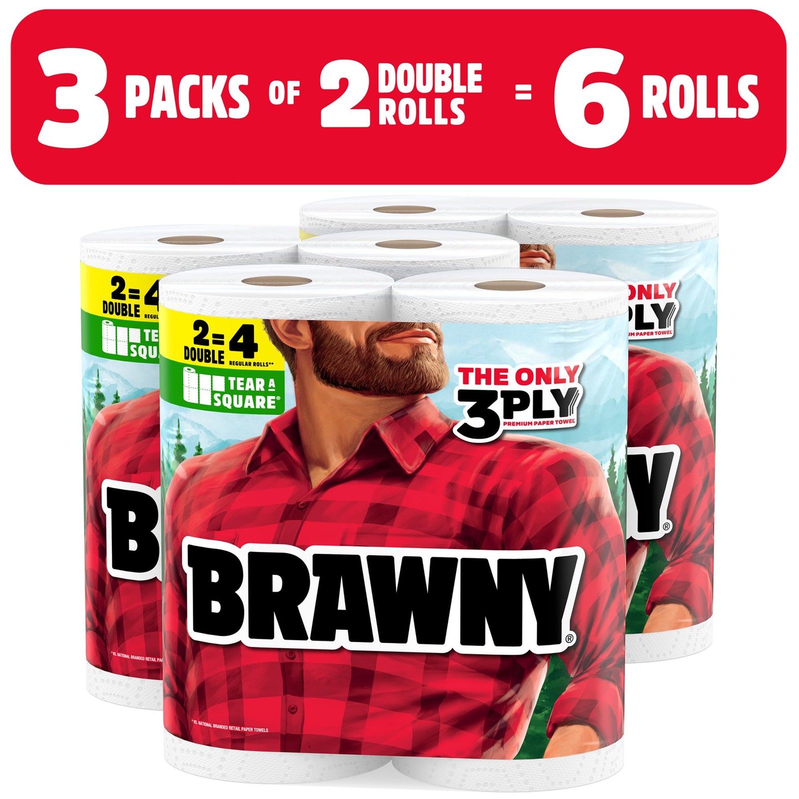 3 Ply Paper Towels 6 Double Rolls 12 Regular Rolls Absorbent Strong