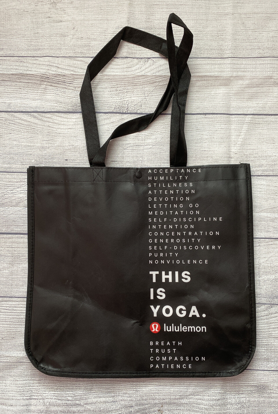 LOT/2 LARGE Lululemon Reusable Shopping Bags BLACK and RED This Is Yoga.