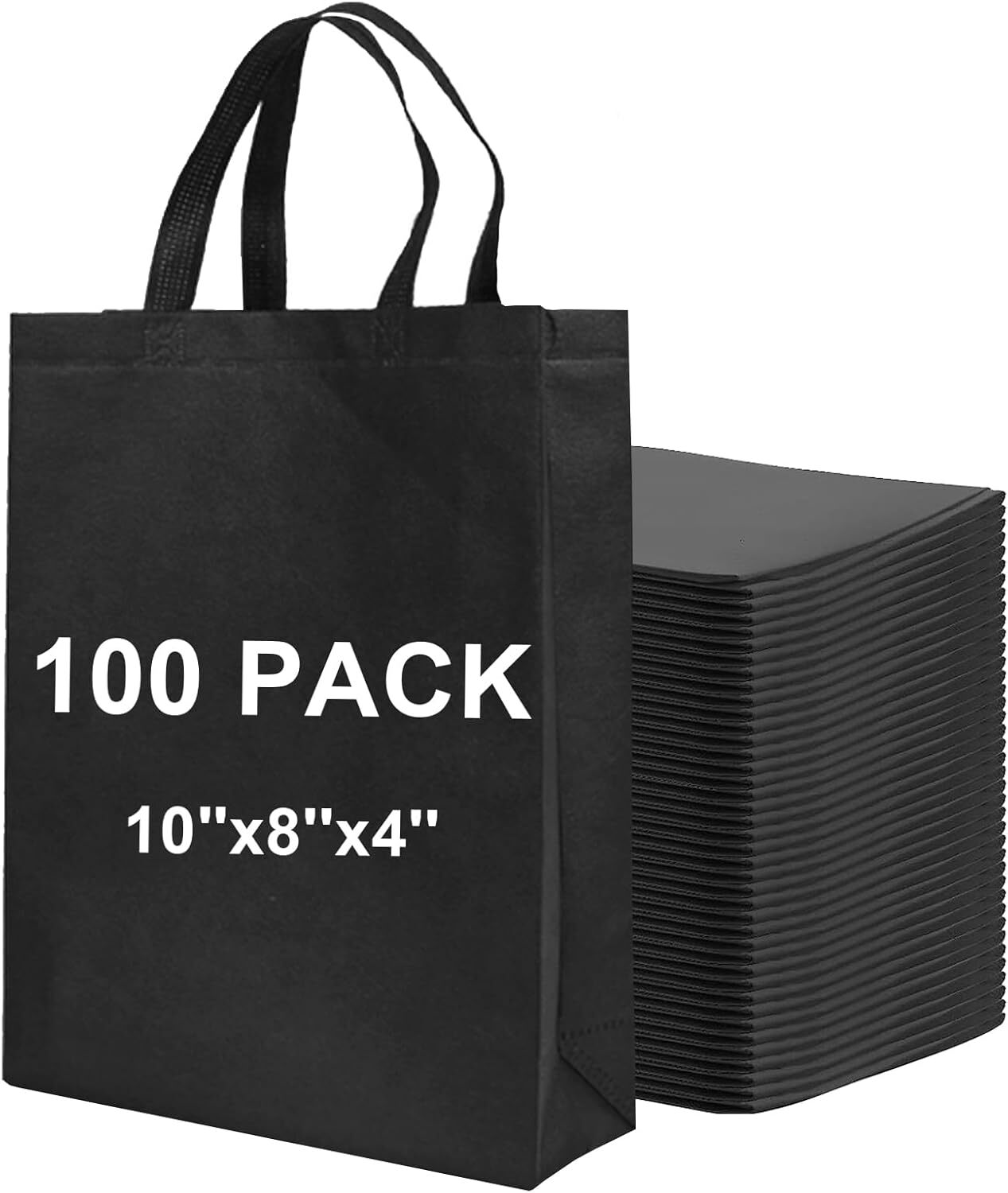 Voittozege 100 Pcs Non Woven Bags Bulk10x8x4 Inch Reusable Tote Bag with Hand…