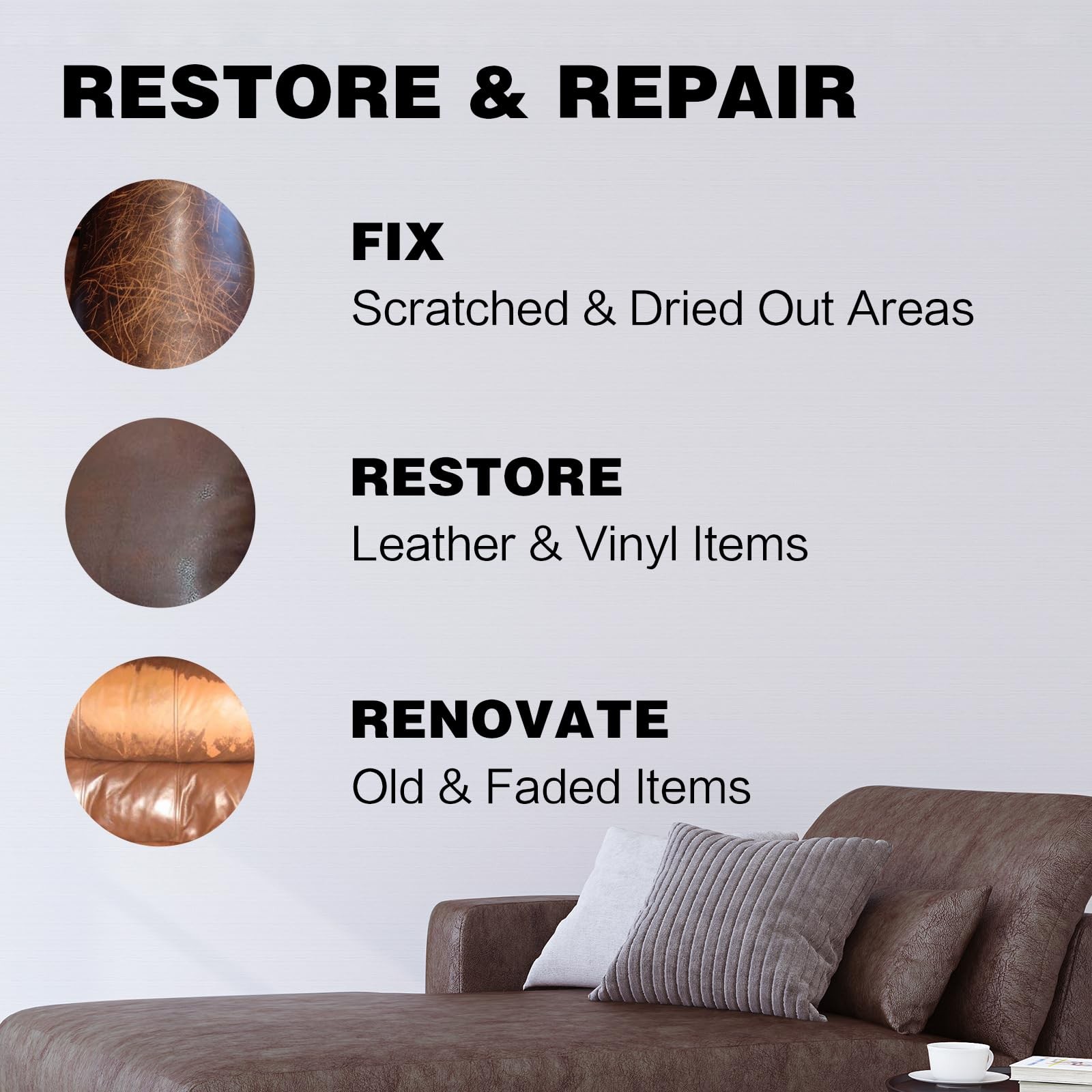Leather Recoloring Balm 8.5oz Dark Brown Repair Kit for Furniture – Restore