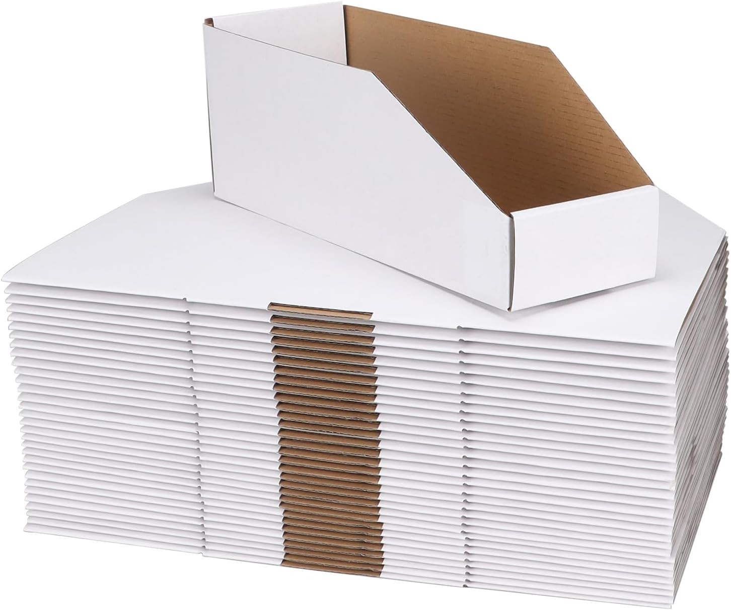 Cardboard Storage Bins Boxes 35 Packs 12X4X4.5 Inches, Easy Assembly Pantry Orga