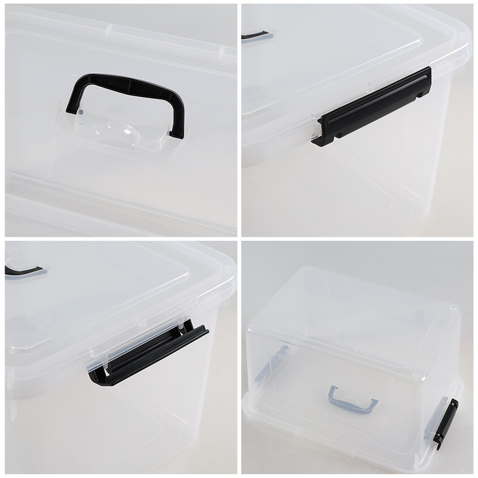 Cand 4 Pack 18 L Plastic Storage Bin with Lid, Clear Latching Box