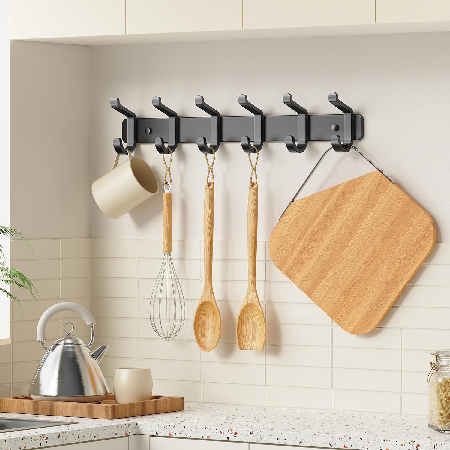 Coat Rack Wall Mounted Heavy-Duty Metal Coat Hanger 6 Hooks Hanging Hat Clothes