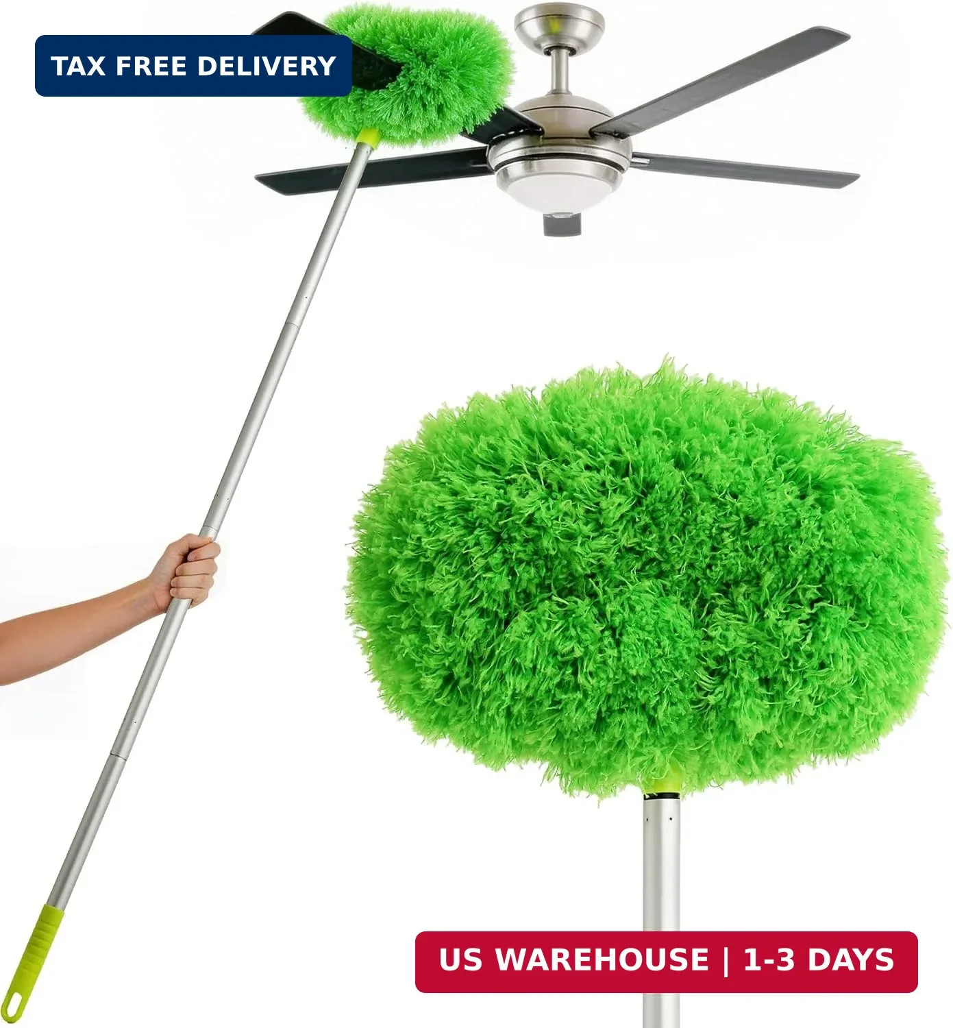 Eyliden 68″ Adjustable Ceiling Fan Duster – 360° Dual-Sided Microfiber | 0.75 lb