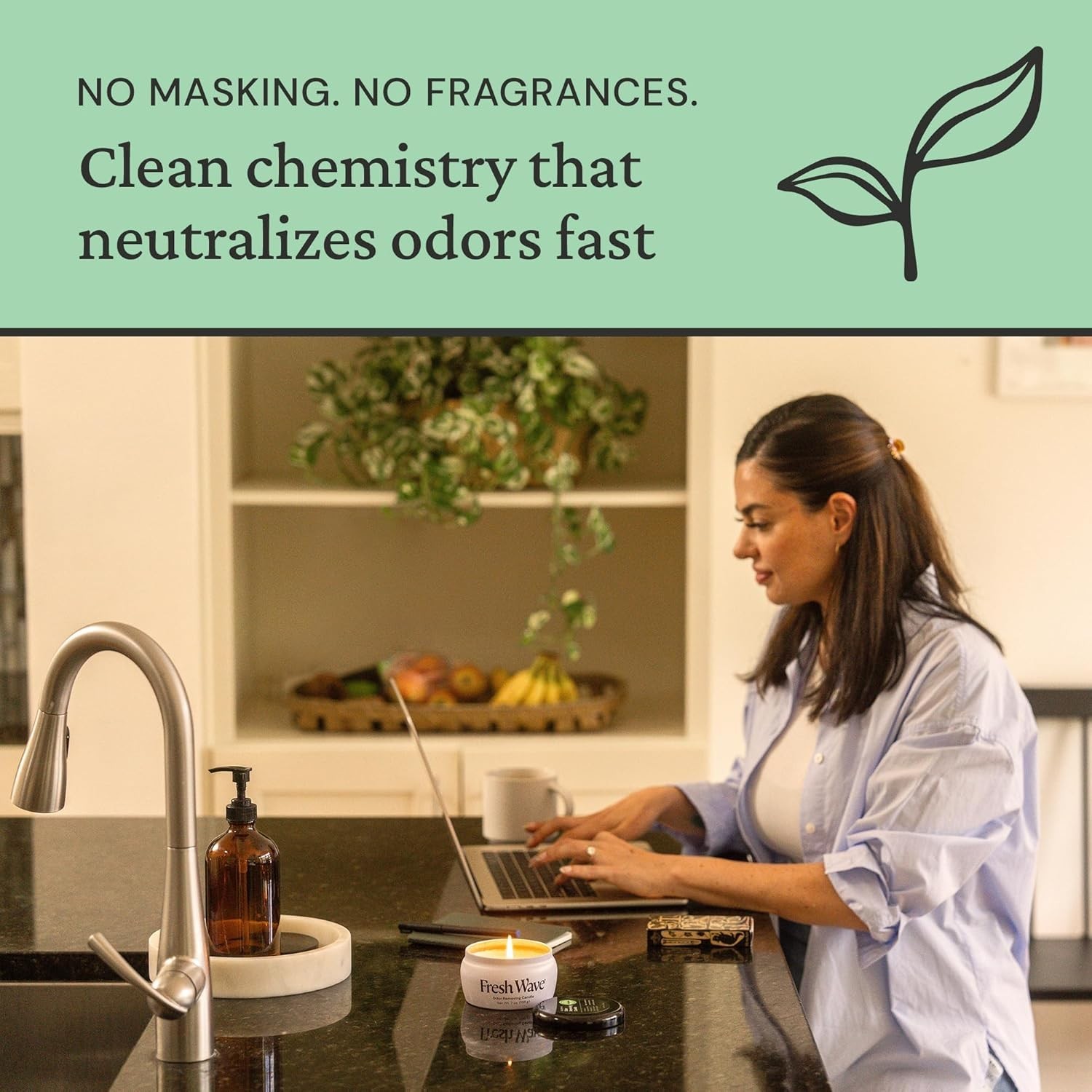 Fresh Wave Odor Removing Candle 7 Oz Natural Soy Odor Eliminator Home