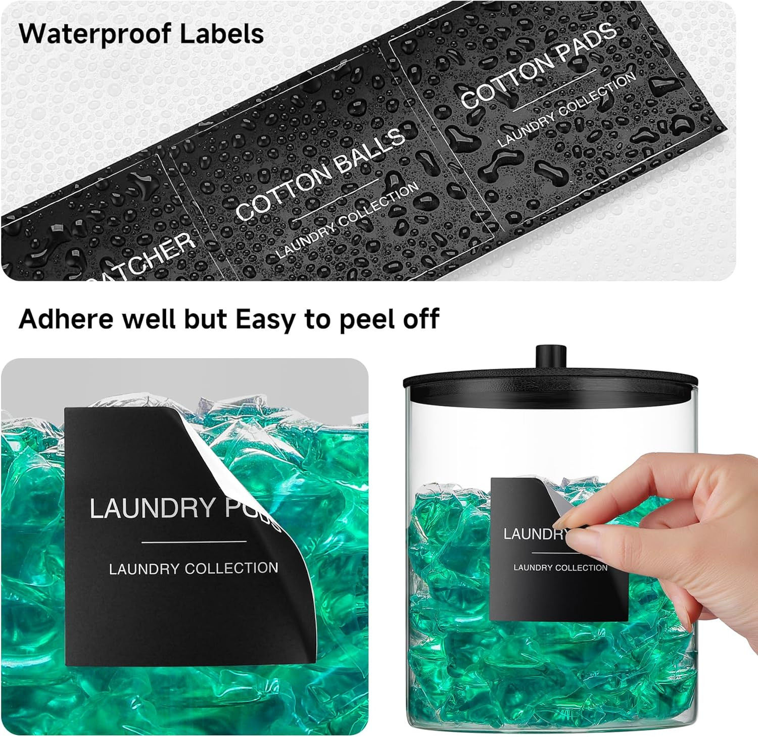 Glass Jars for Laundry Room Organization, Laundry Pods Container with 27 Labels,