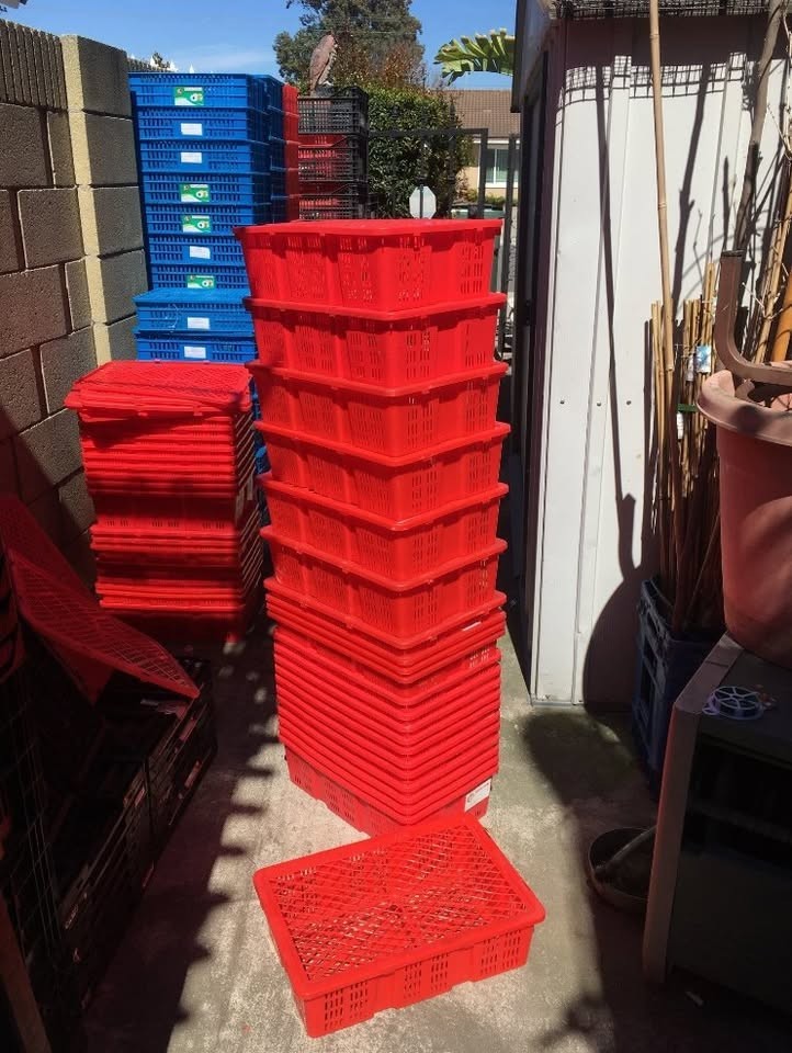 100 RED Plastic Storage Crates Baskets Bins Containers 17.25″ x 11.5″ x 4.5″