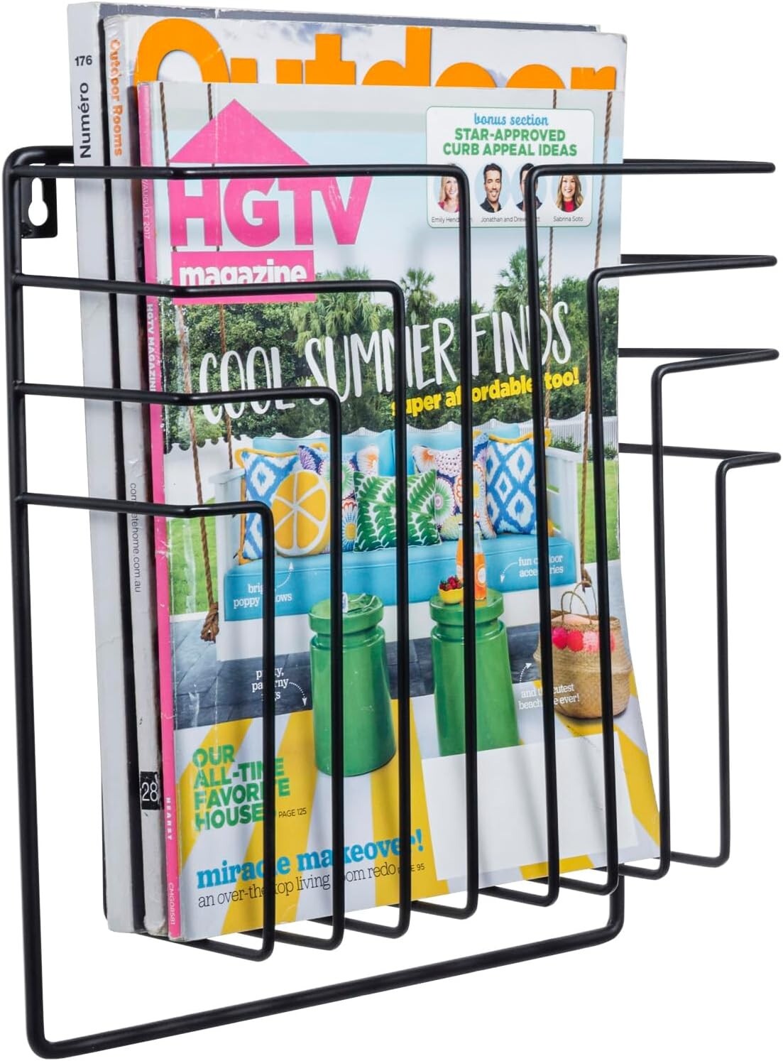 Wall Mounted Black Metal Wire Floating Magazine Rack, Office Magazine Holder