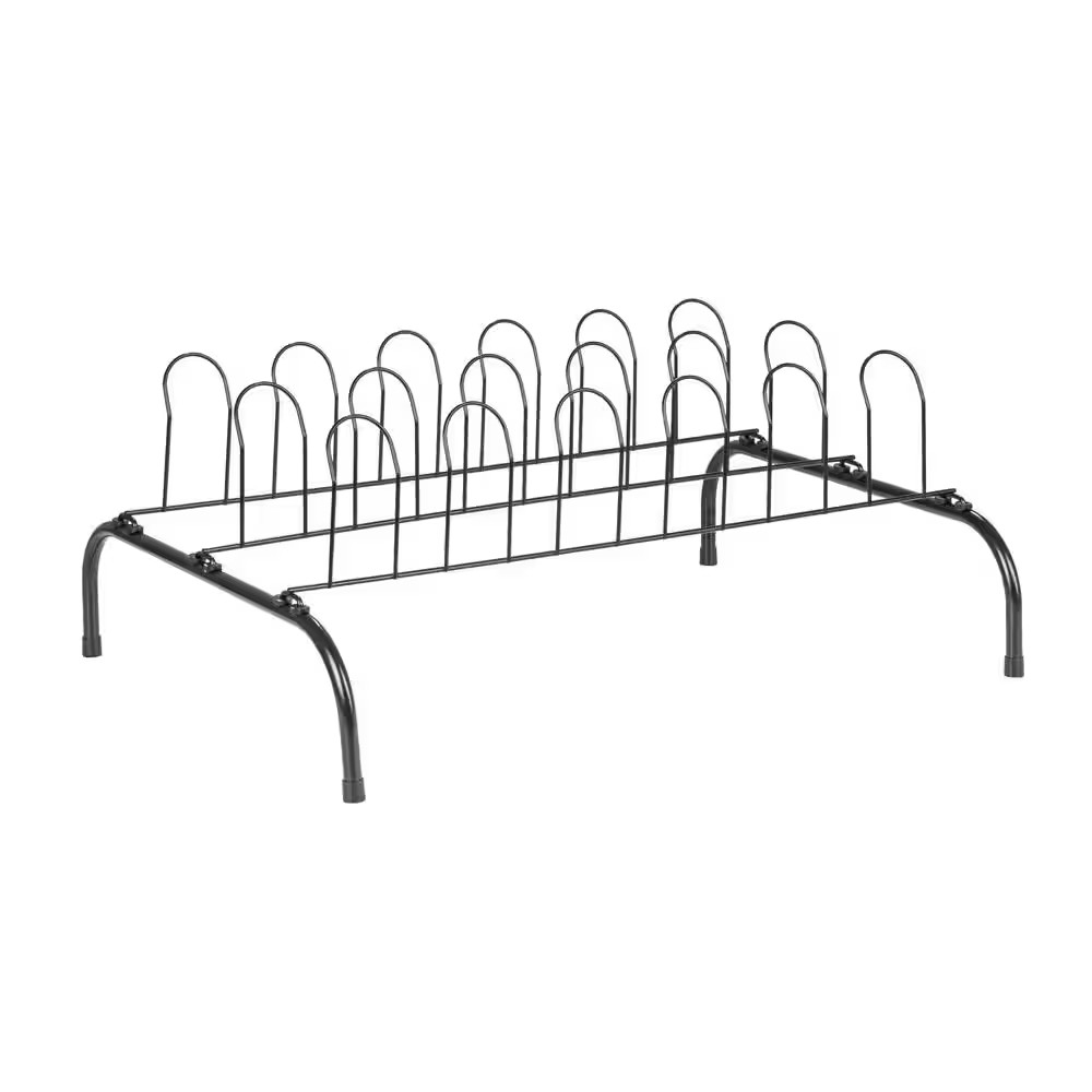 9.3 In. H 9-Pair Black Metal Wire Shoe Rack