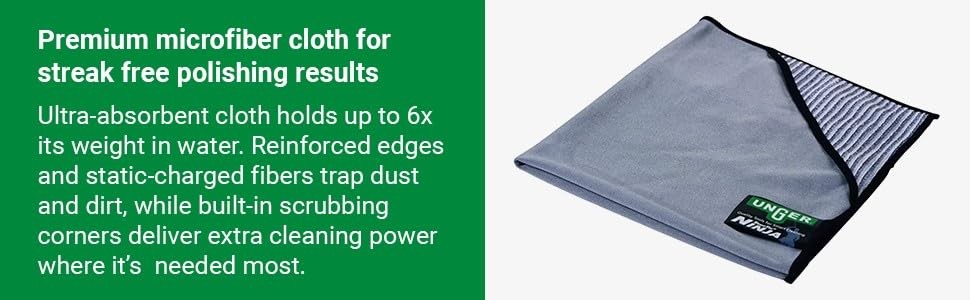 Window Cleaning Kit Squeegee Scrubber Microfiber Cloth Holder Professional 14 In