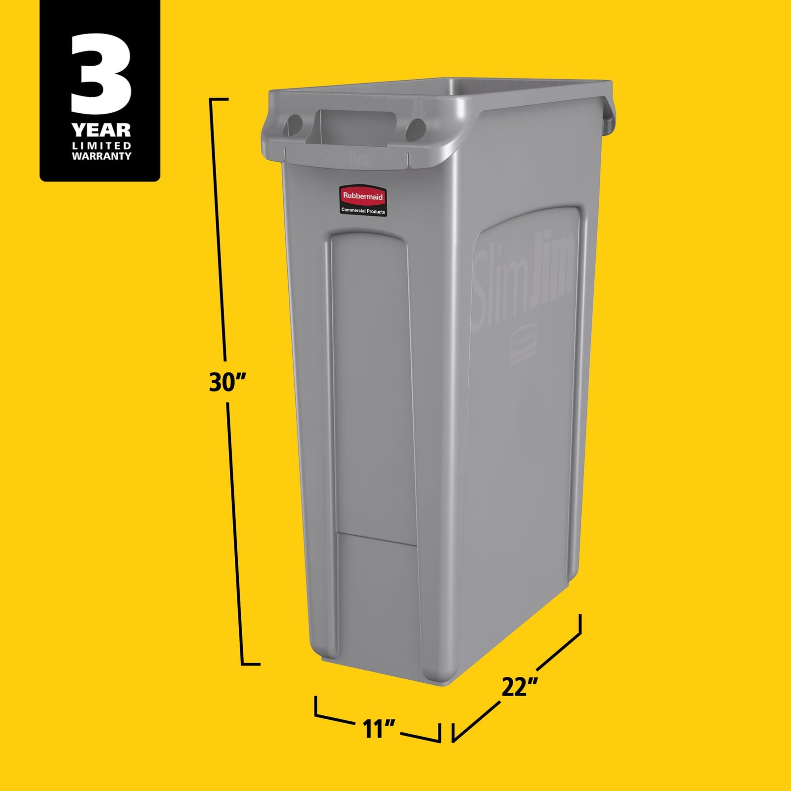 Trash Can 23 Gal Gray W/ Vented & Rustproof – For Commercial & Residential