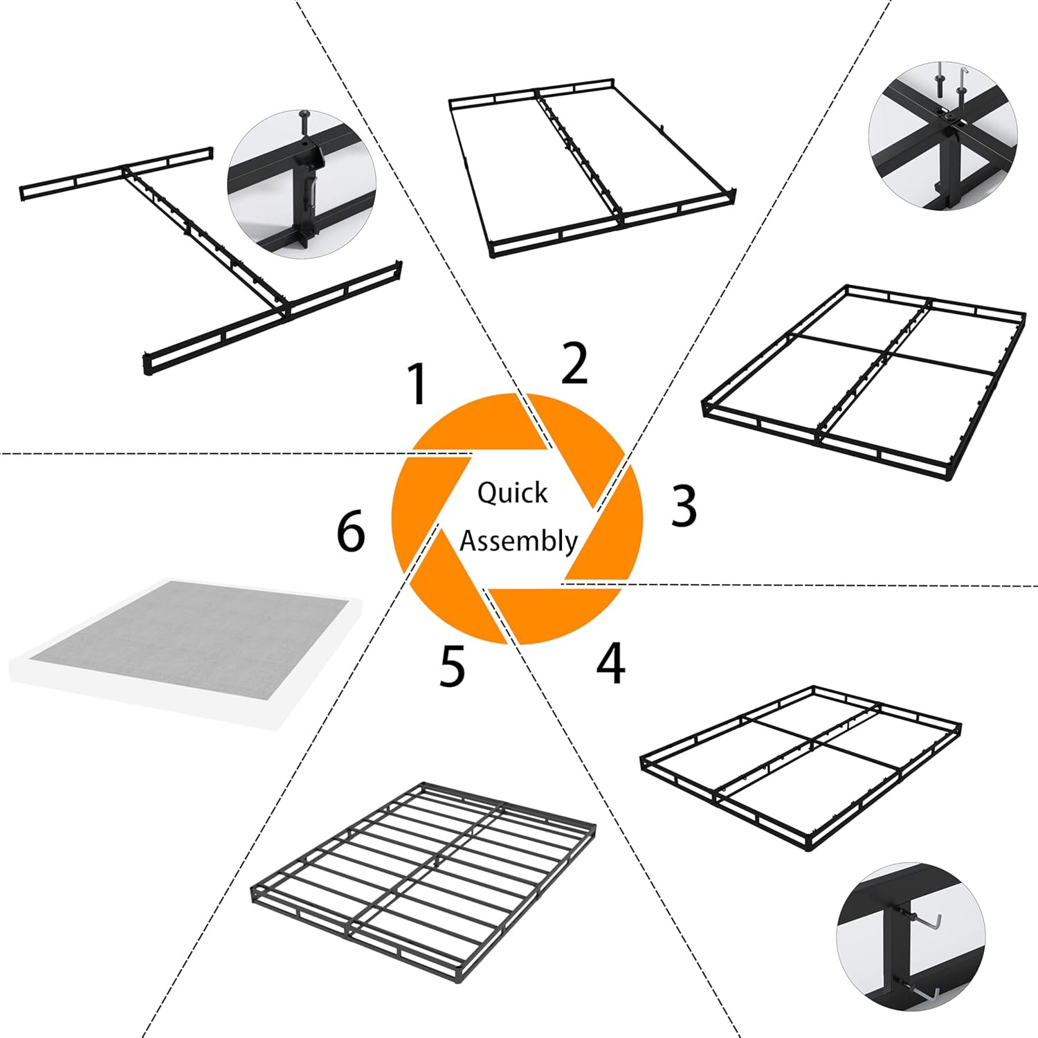 Snaye Queen Box Spring Bed Base 5 Inch, 3000Lbs Heavy Duty Box Spring Queen