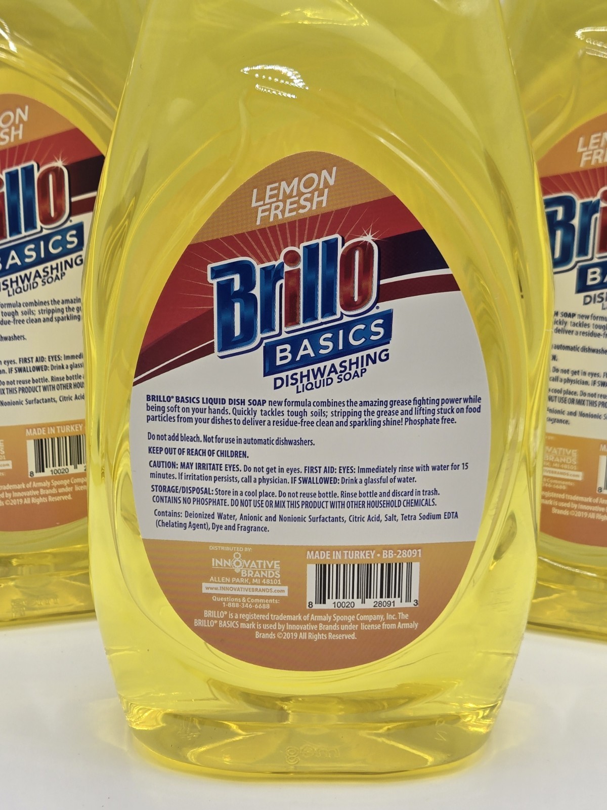 3X Brillo Basics Dishwashing Detergent – Lemon Fresh Scent – 24oz – 3 Pack