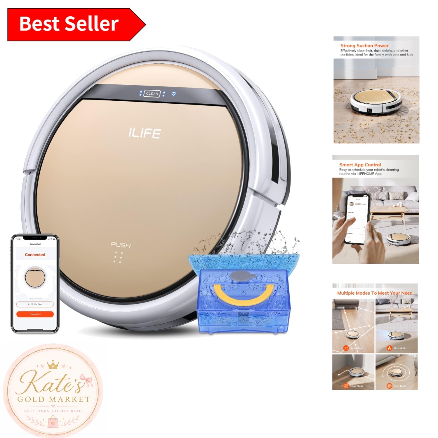 High-Efficiency V5s Plus Robot Mop & Vacuum – Ideal for Hard Floors & Carpets