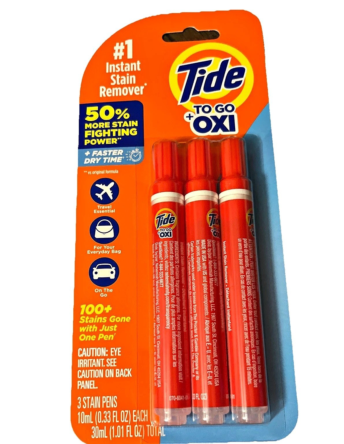 Tide To Go Oxi Instant Stain Remover Pens 3 Ct Pack Laundry Stick Portable NEW