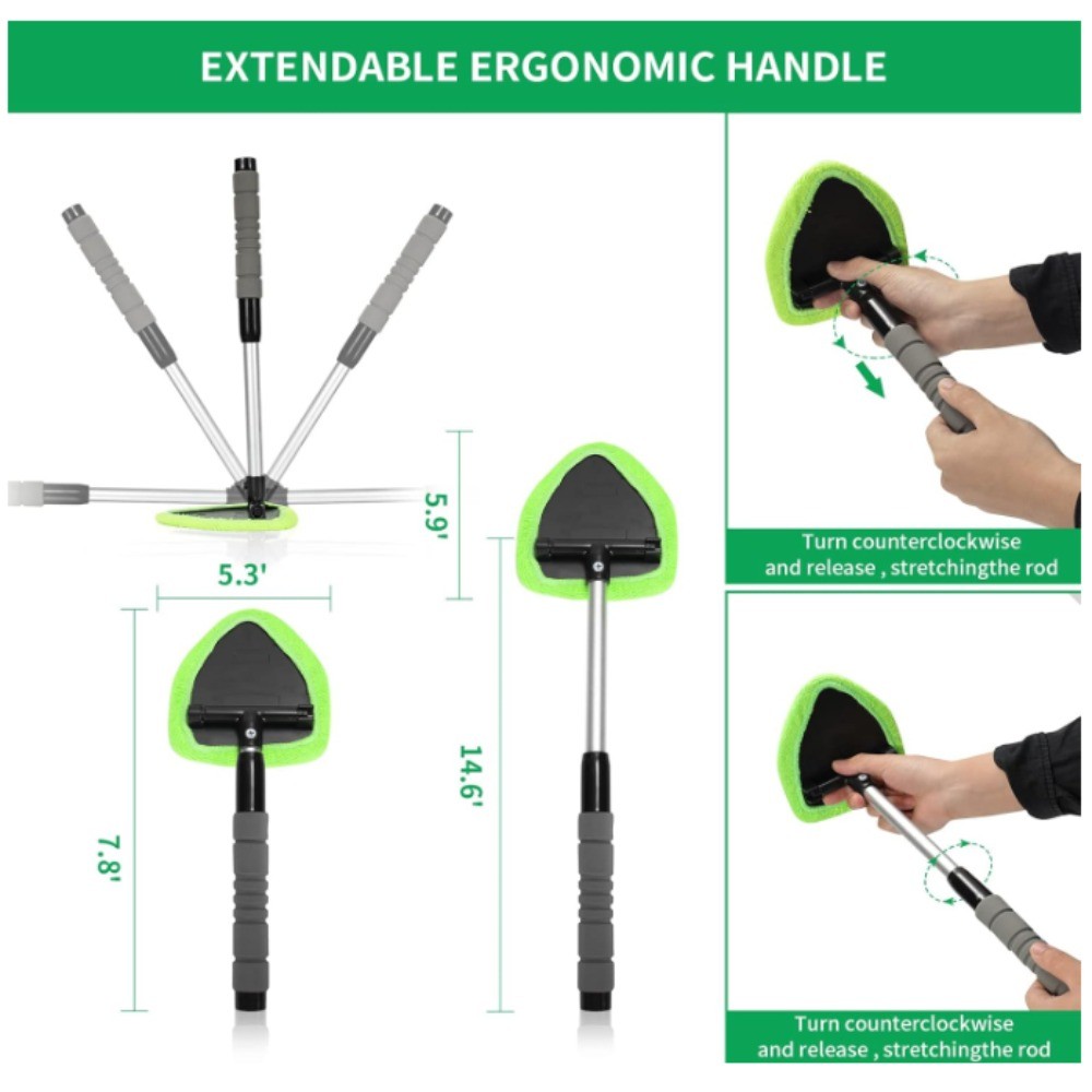 15x Windshield Cleaner Wand Microfiber Car Inside Window Cleaning Tool Anti Fog
