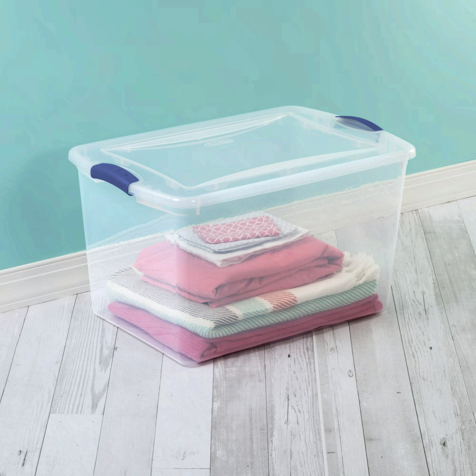 Sterilite Large Latching Storage Bin, 66 Quart Clear Plastic Storage Container