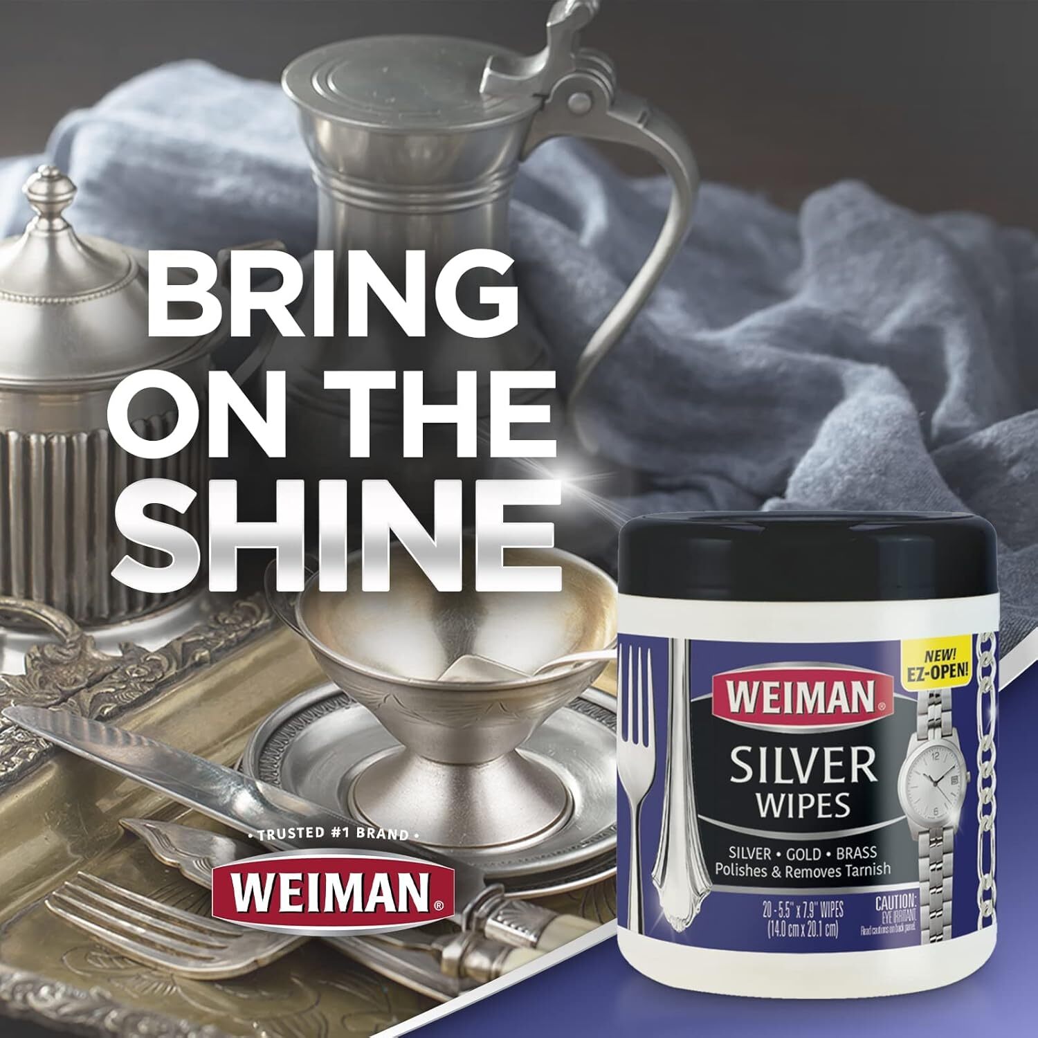 Weiman Jewelry Polish Cleaner, Tarnish Remover Wipes For silver & Gold 20