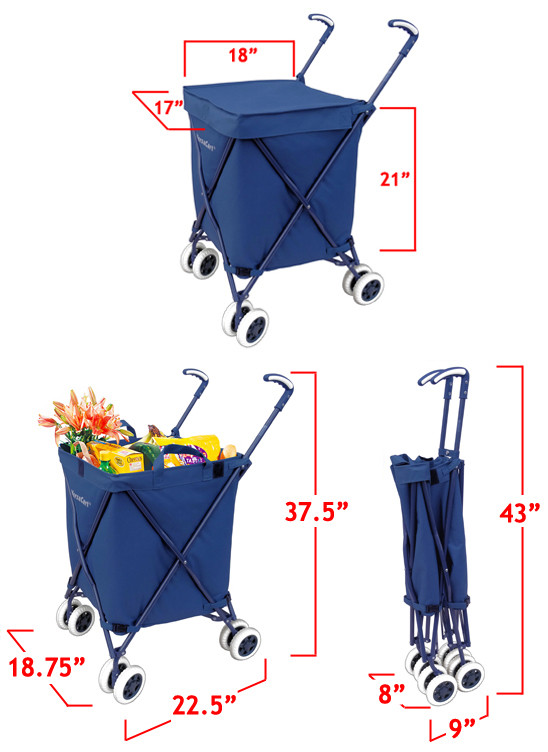 The Original Patented Versacart Transit Folding Shopping and Utility Cart, Navy