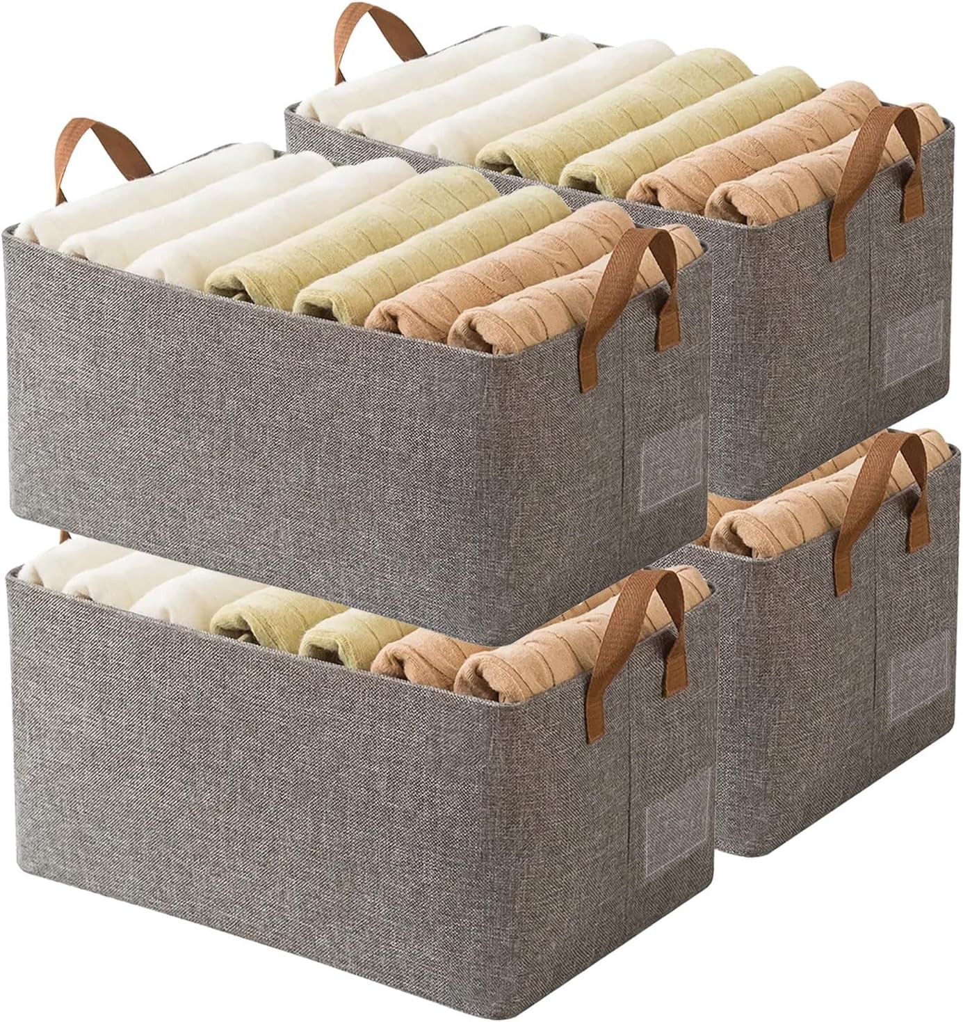 Linen Closet Organizer Storage Bin with Steel Frame, Stackable Fabric Jeans