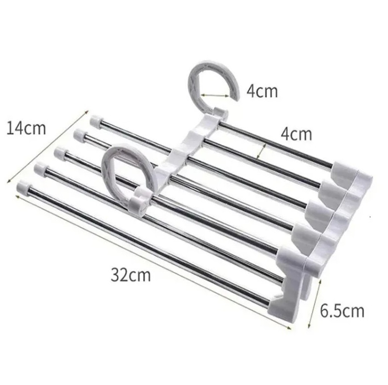 1pc Telescopic Folding Pants Rack Multi-Layer Hanger Closet Storage Clip – NEW