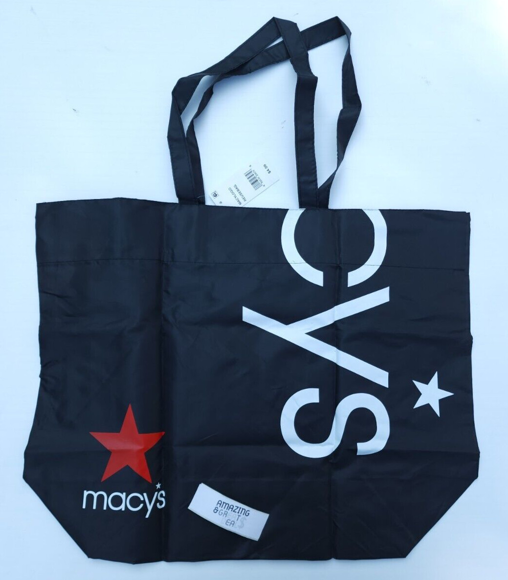 MACY’S Reusable Shopping Tote Bag “From Beach to Bag” Oceancycle, Black
