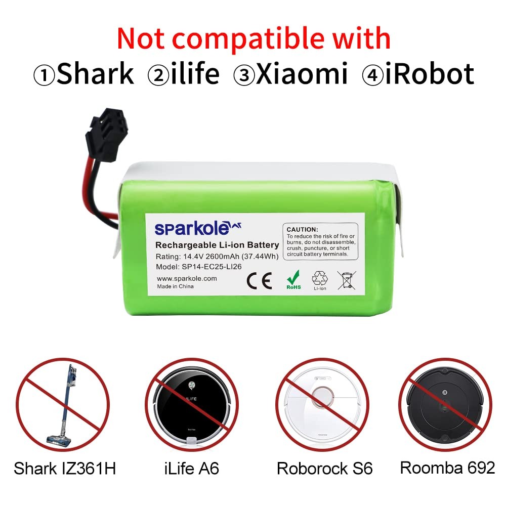 14.4V 2600mAh Replacement Battery for Ecovacs Deebot N79S, N79, DN622, DN622….
