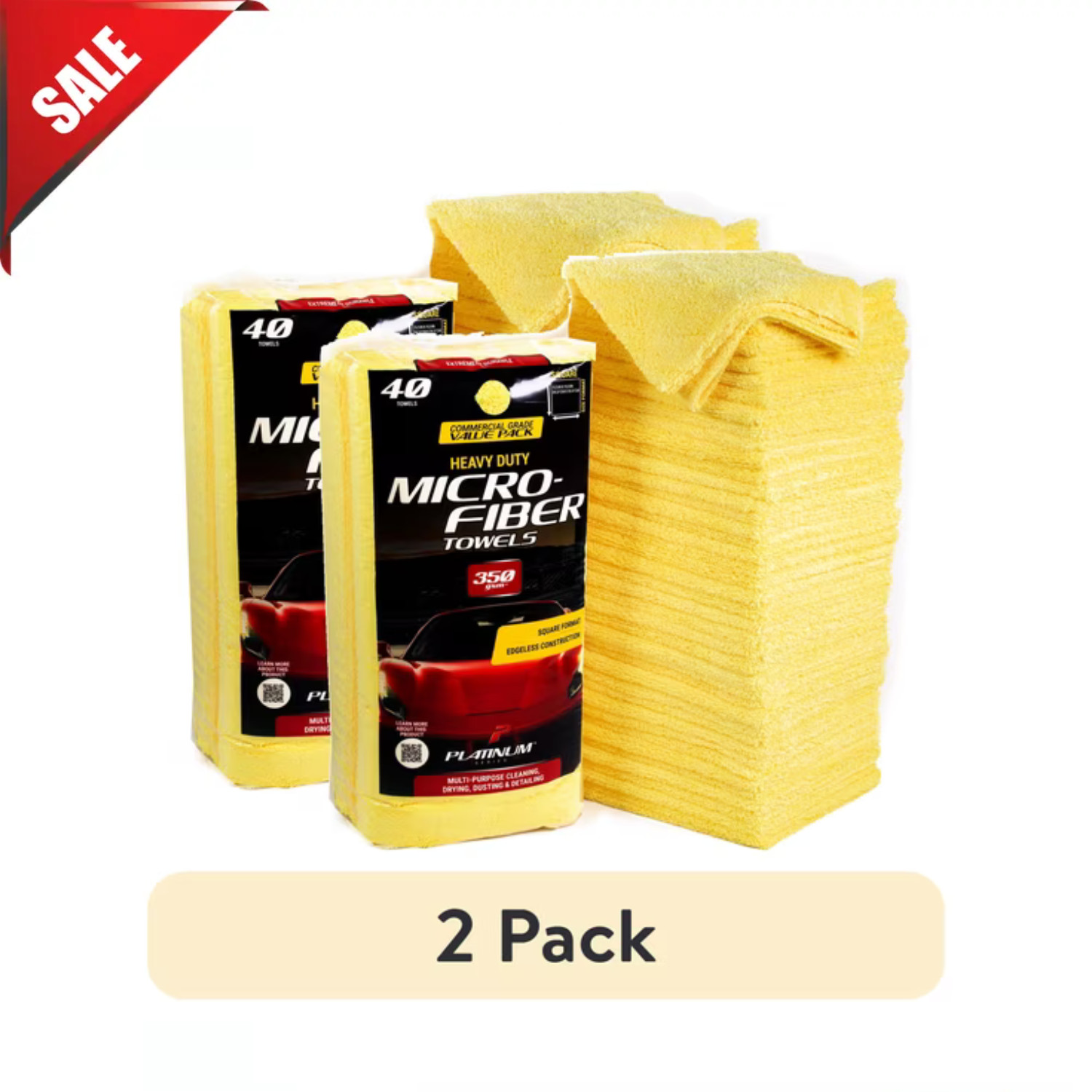 2 Pack Platinum Series Heavy Duty Microfiber Cleaning Detailing Towels 40 Ct