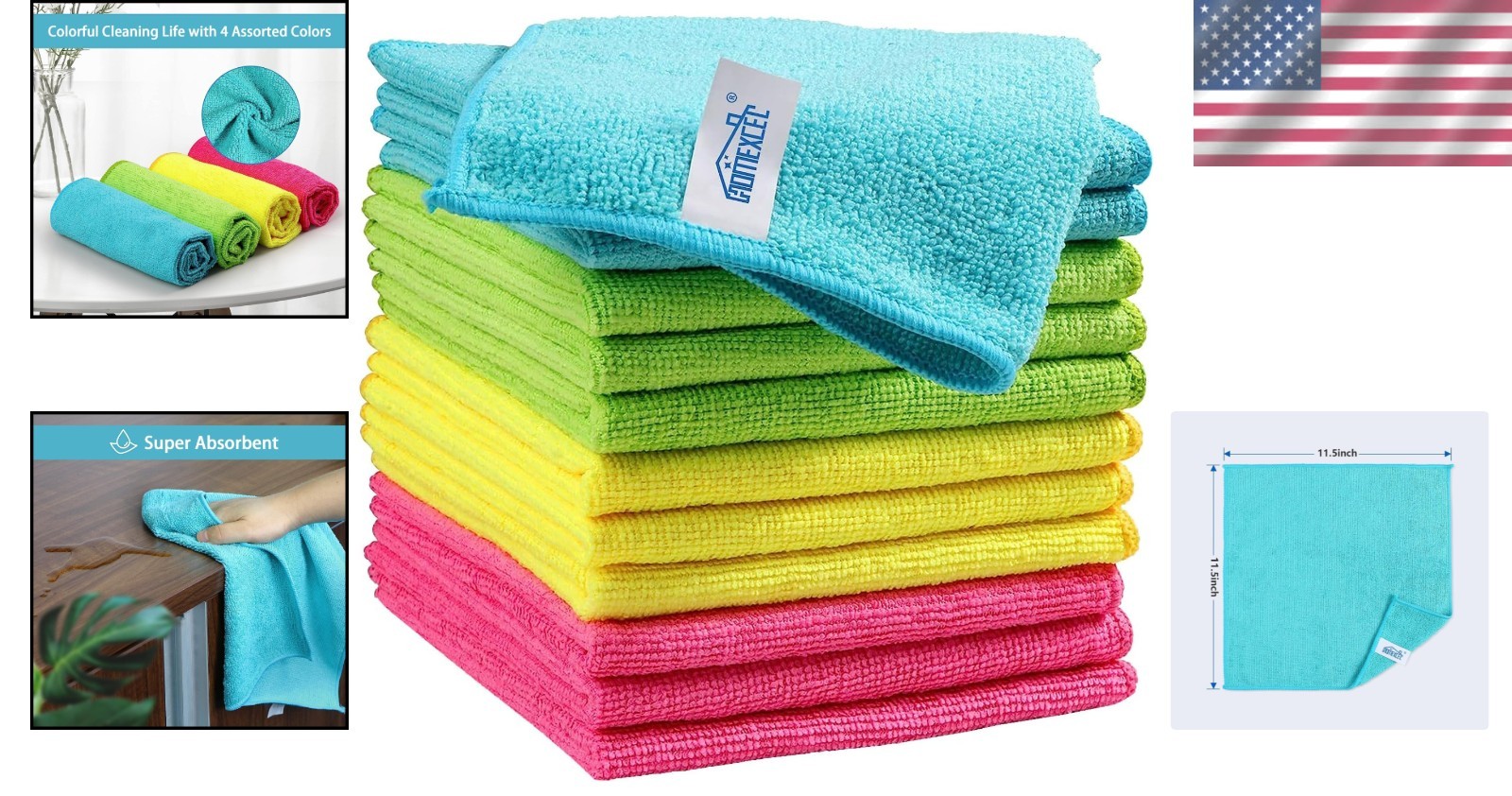 Ultra-Soft Microfiber Cleaning Rags, 12 Pack – Perfect for Home & Auto Care