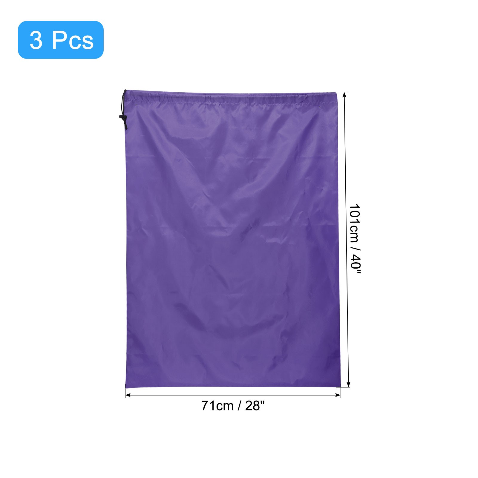 3pcs Laundry Bag Extra Large Heavy Duty Drawstring Bag 28 Inch x 40 Inch Purple