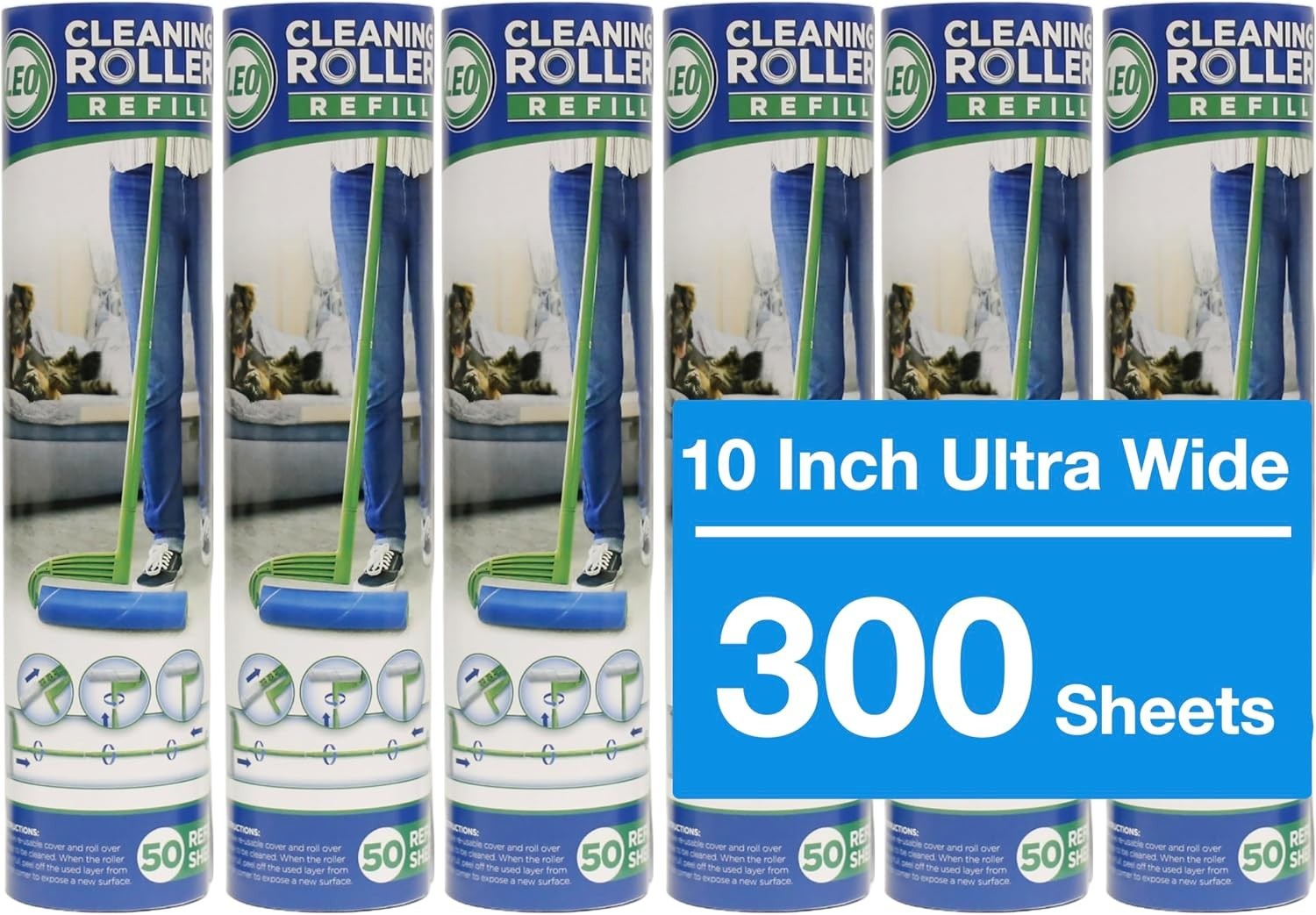 Leo Cleaning Big Lint Roller 3 / 6 Roll of Refill Pet Hair Removal Floor Roller