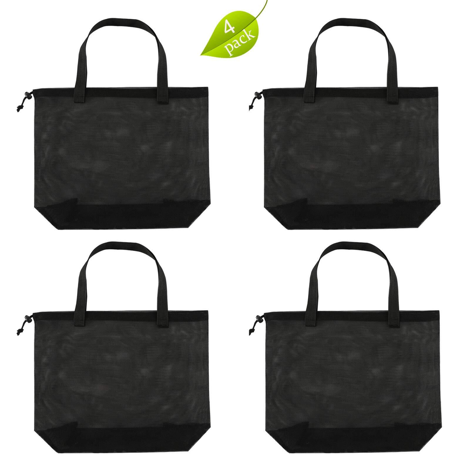Resuable 4pack Cute Mesh Tote Plool Bagsmesh Beach Bags With Drawsting For Kid’s
