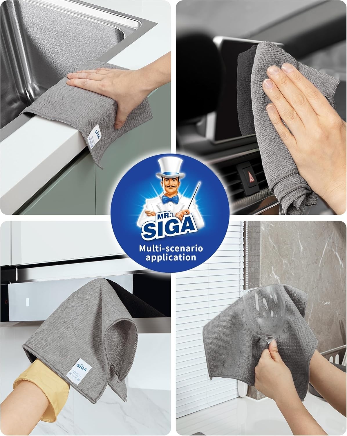 Reusable Microfiber Cloths in Gray – 15-Pack, Perfect for Streak-Free Cleaning