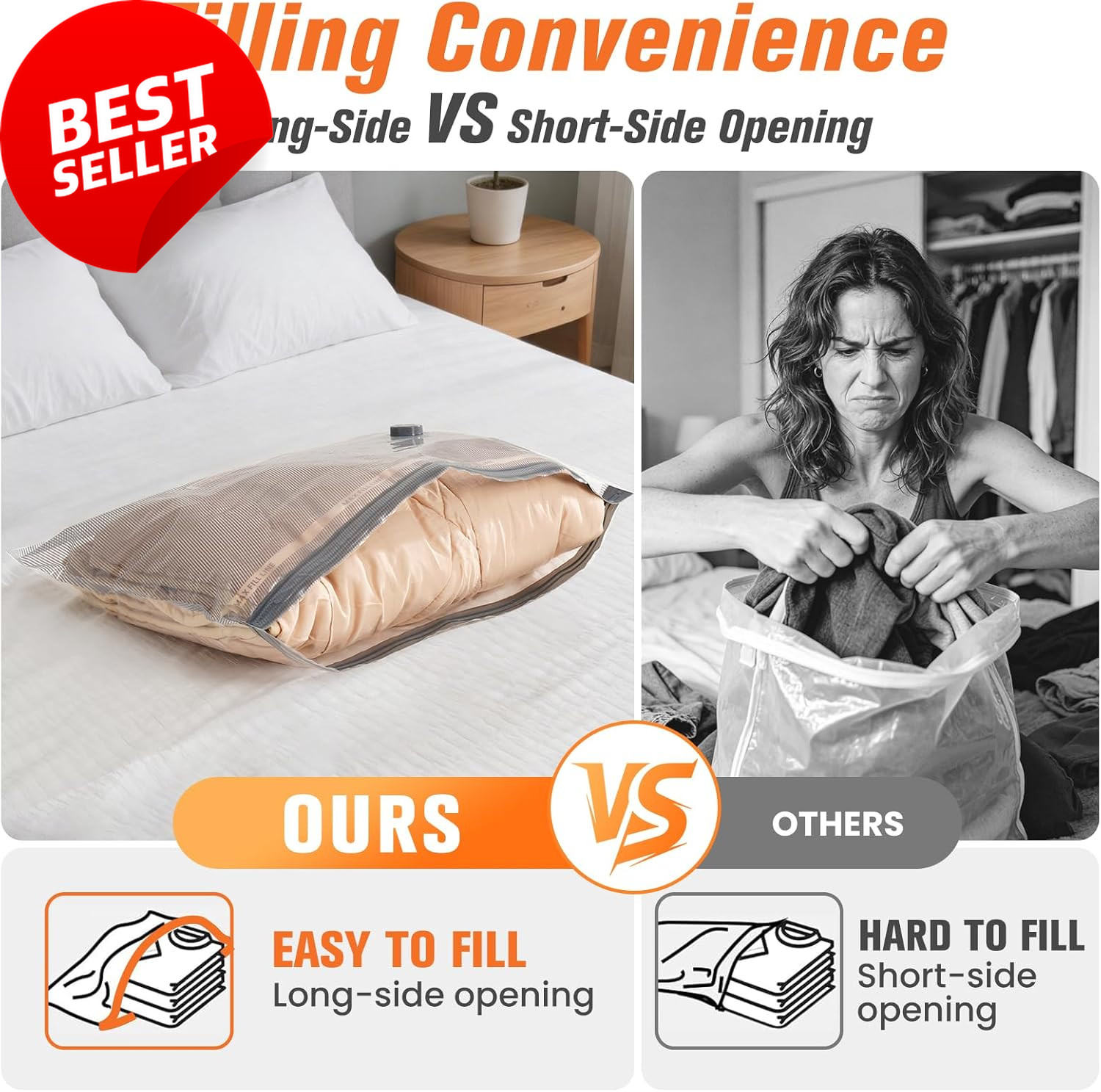 15 Pack Vacuum Storage Bags w Cordless Pump Travel Compression Bags