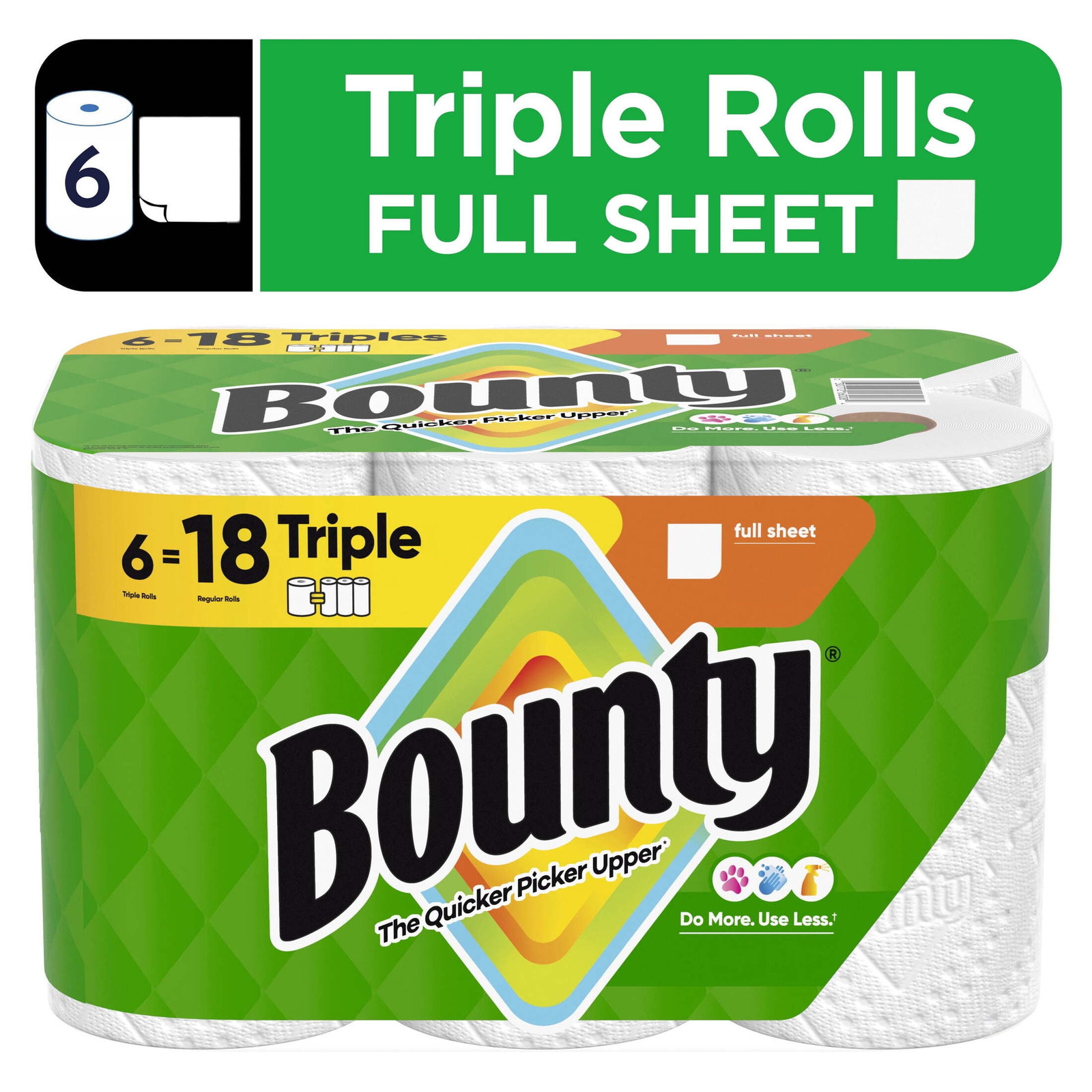 Paper Towels Full Sheet White, 6 Triple Rolls, 75 Sheets per Roll