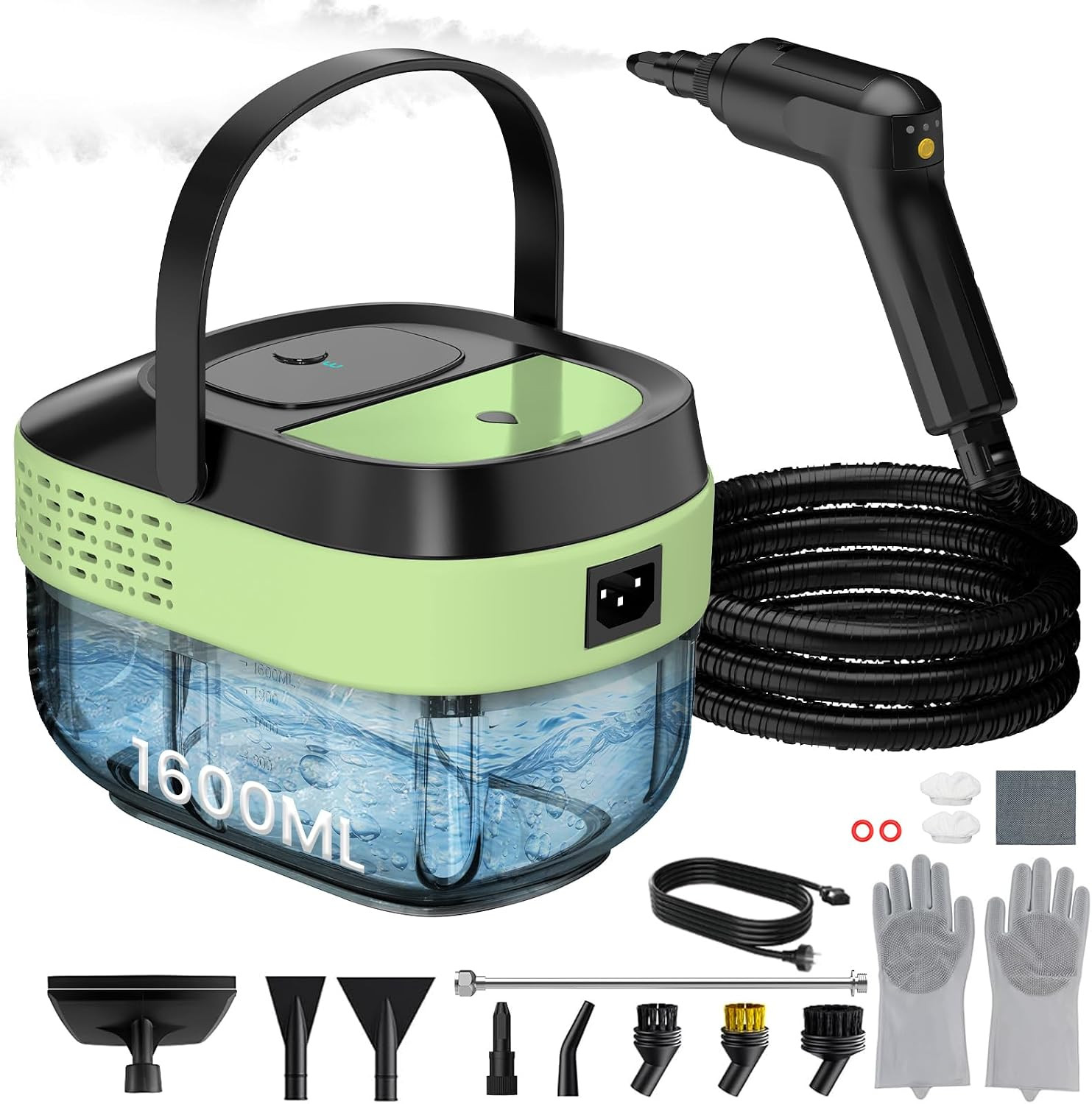 Steam Cleaner, 2500W 1.6L Handheld Steamer for Home Car Cleaning | 10S Heat-Up,