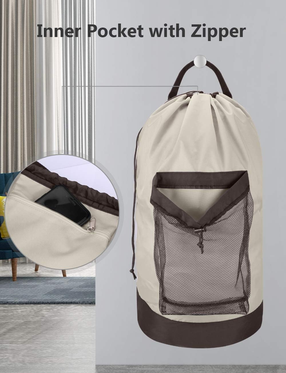 Backpack Laundry Bag 115L Large Hamper W/ Shoulder Straps Drawstring Closure