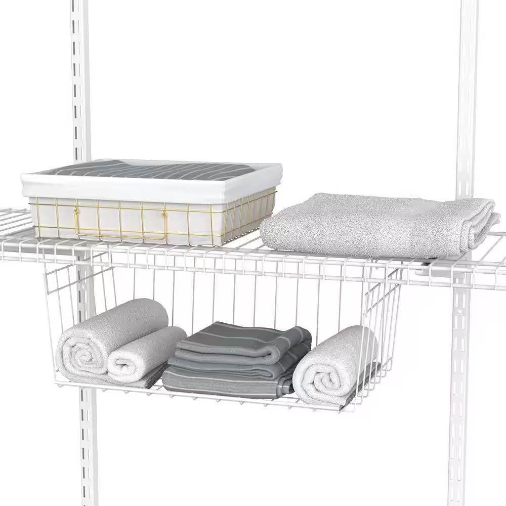 7.8 In. H X 17 In. W White Steel 1-Drawer Wide Mesh Wire Basket Free Shipping Ne