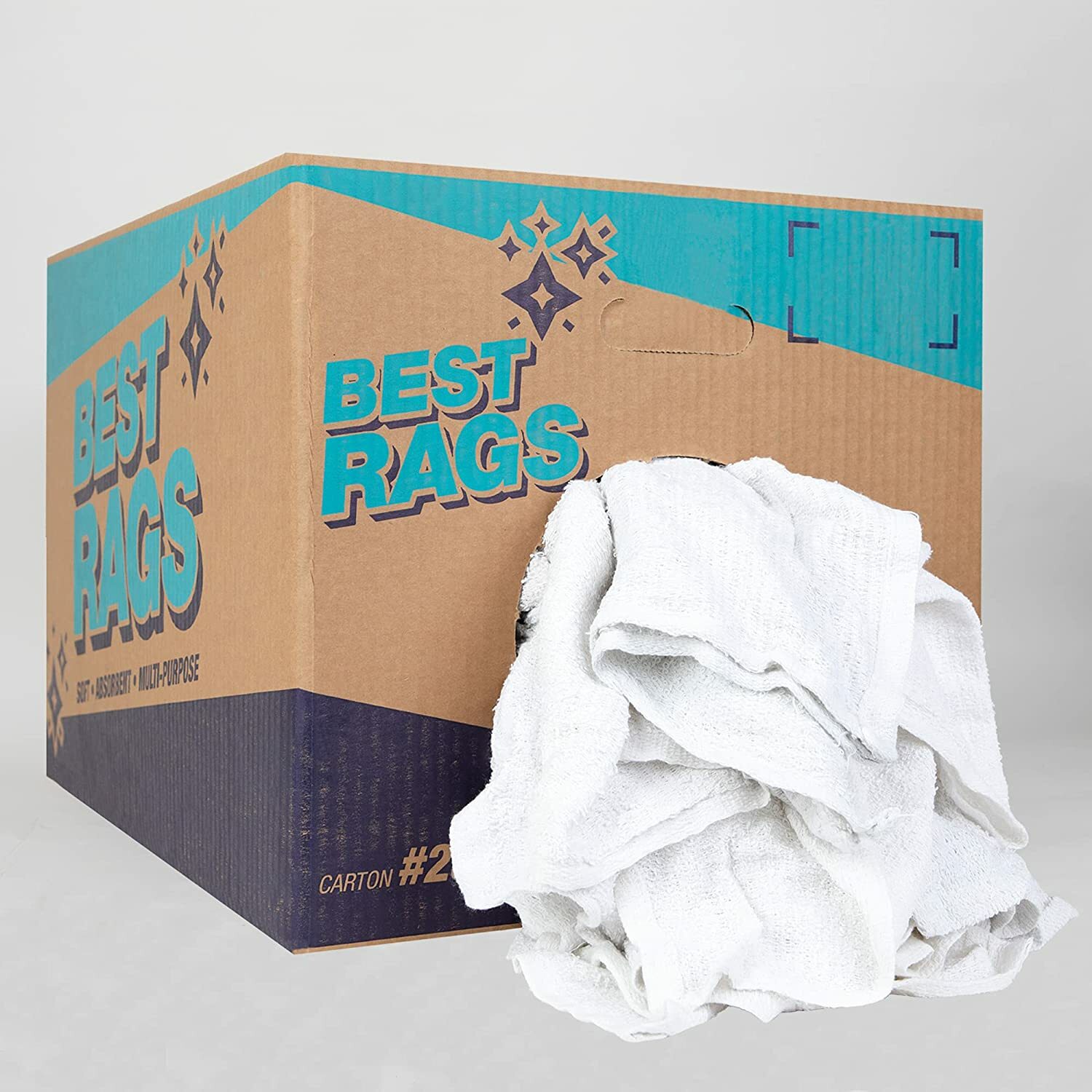 Terry Towel Cleaning Rags, Package Options, White, Multipurpose 14×14 to 20×20