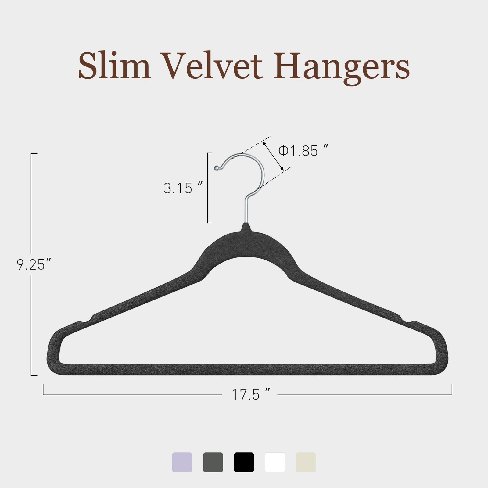 Velvet Hangers 50 Pack, 17.5″ Non-Slip Clothes Hangers, Black