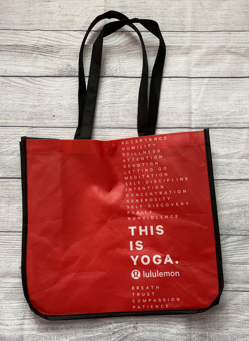 LOT/2 LARGE Lululemon Reusable Shopping Bags BLACK and RED This Is Yoga.