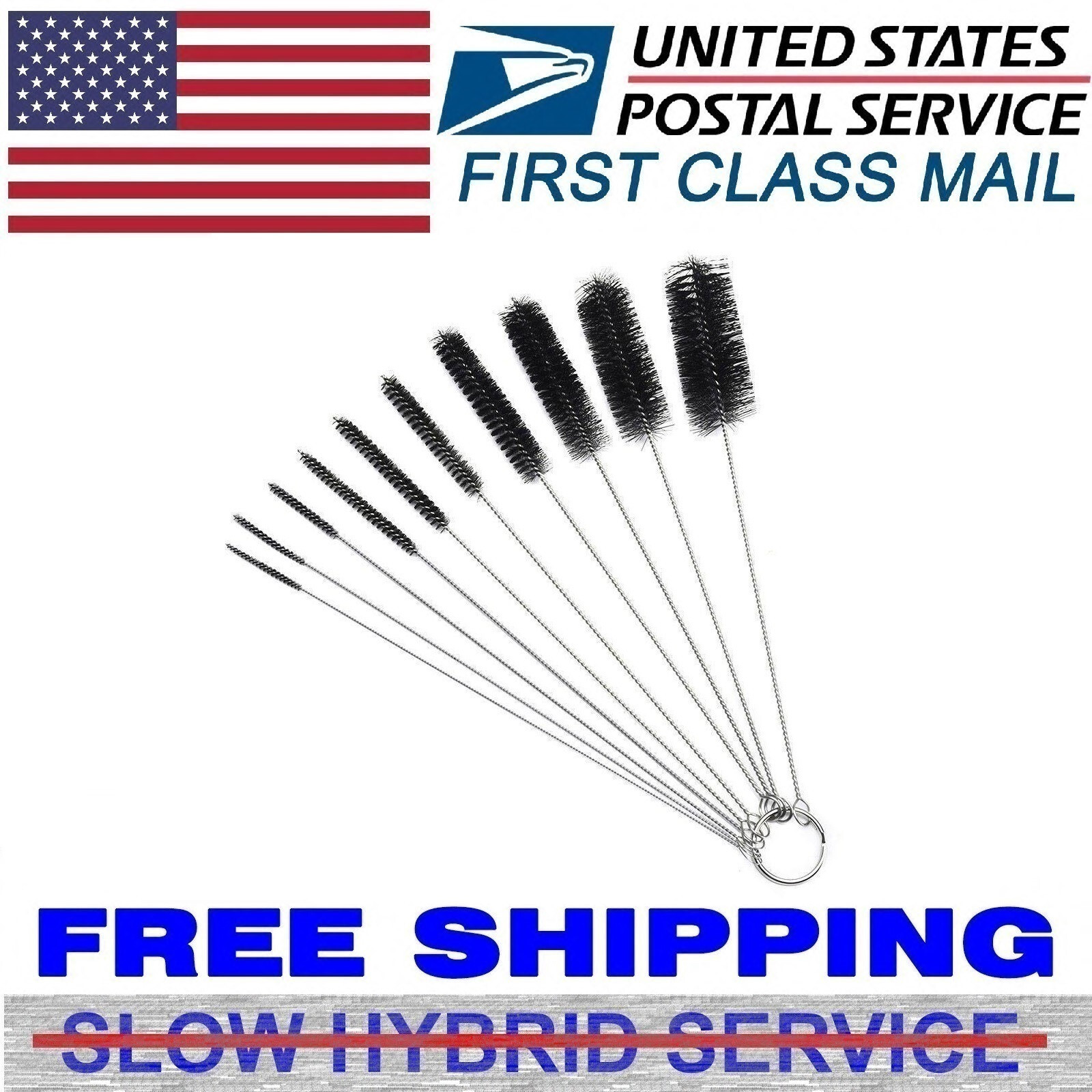 10Pc Nylon Cleaning Brush Set Test Tube Bottle Straw Washing Cleaner Bristle Ki