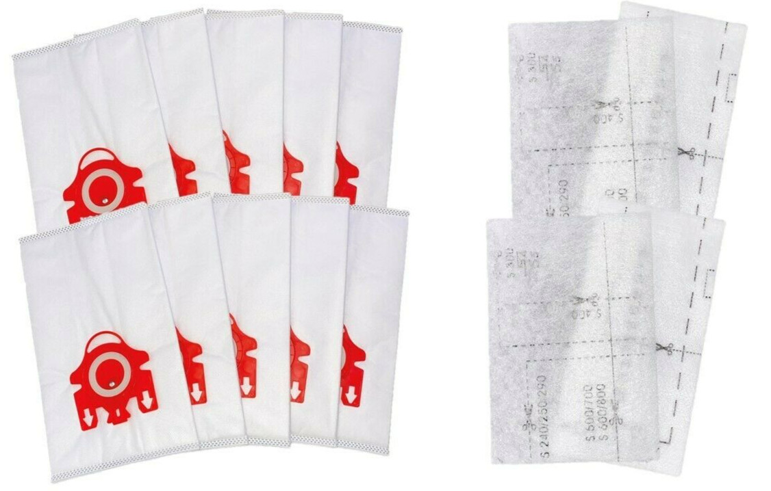 10 Replacement Bags to Fit Miele FJM Hepa Filtration Vacuum Bags + 4 Filters