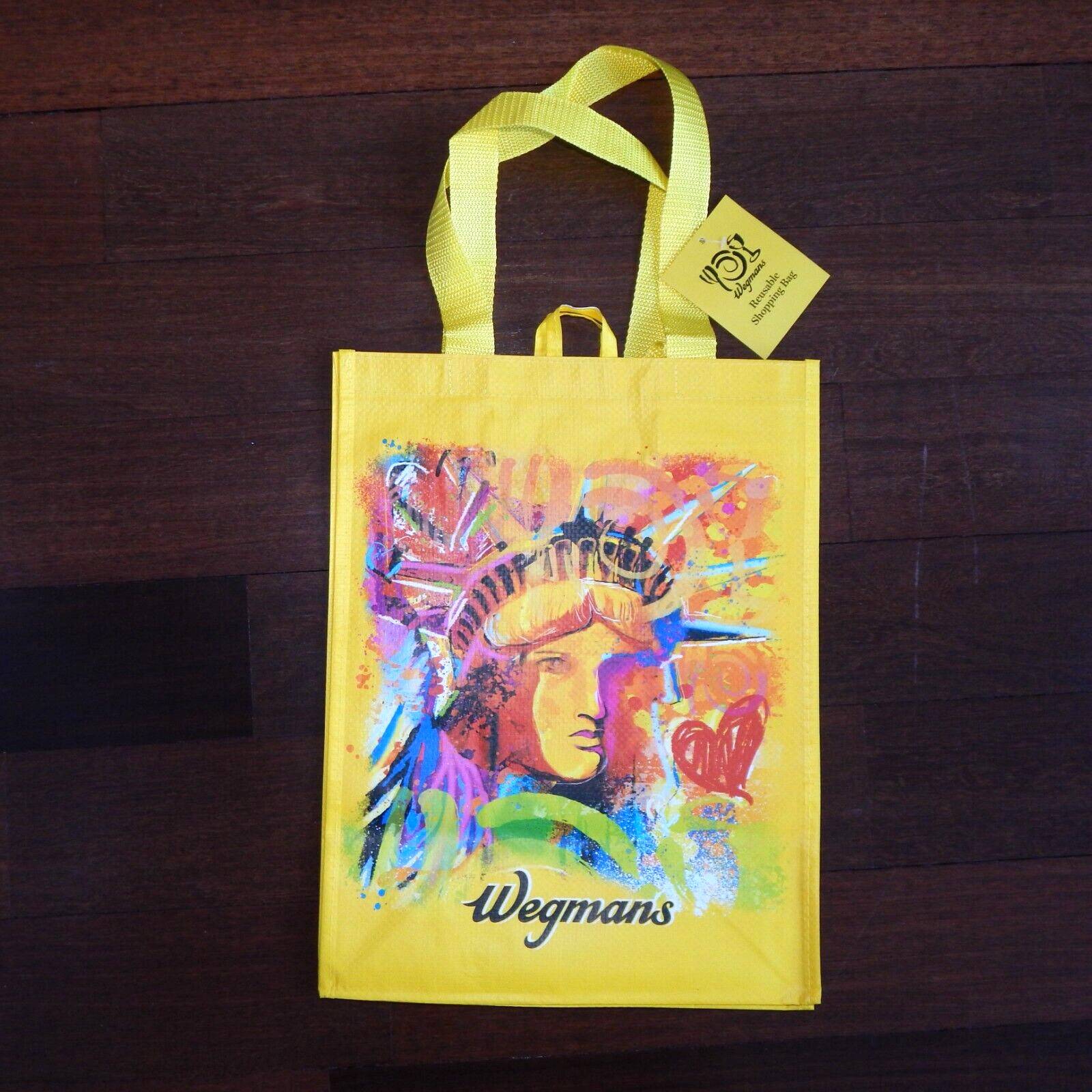 NWT WEGMANS Statue of Liberty NYC Pop Art Reusable Shopping Bag Plastic Support