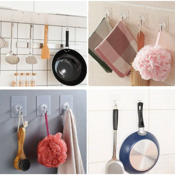 20-40pcs Adhesive Sticky Hooks Heavy Duty Clear Wall Seamless Hooks Hangers US