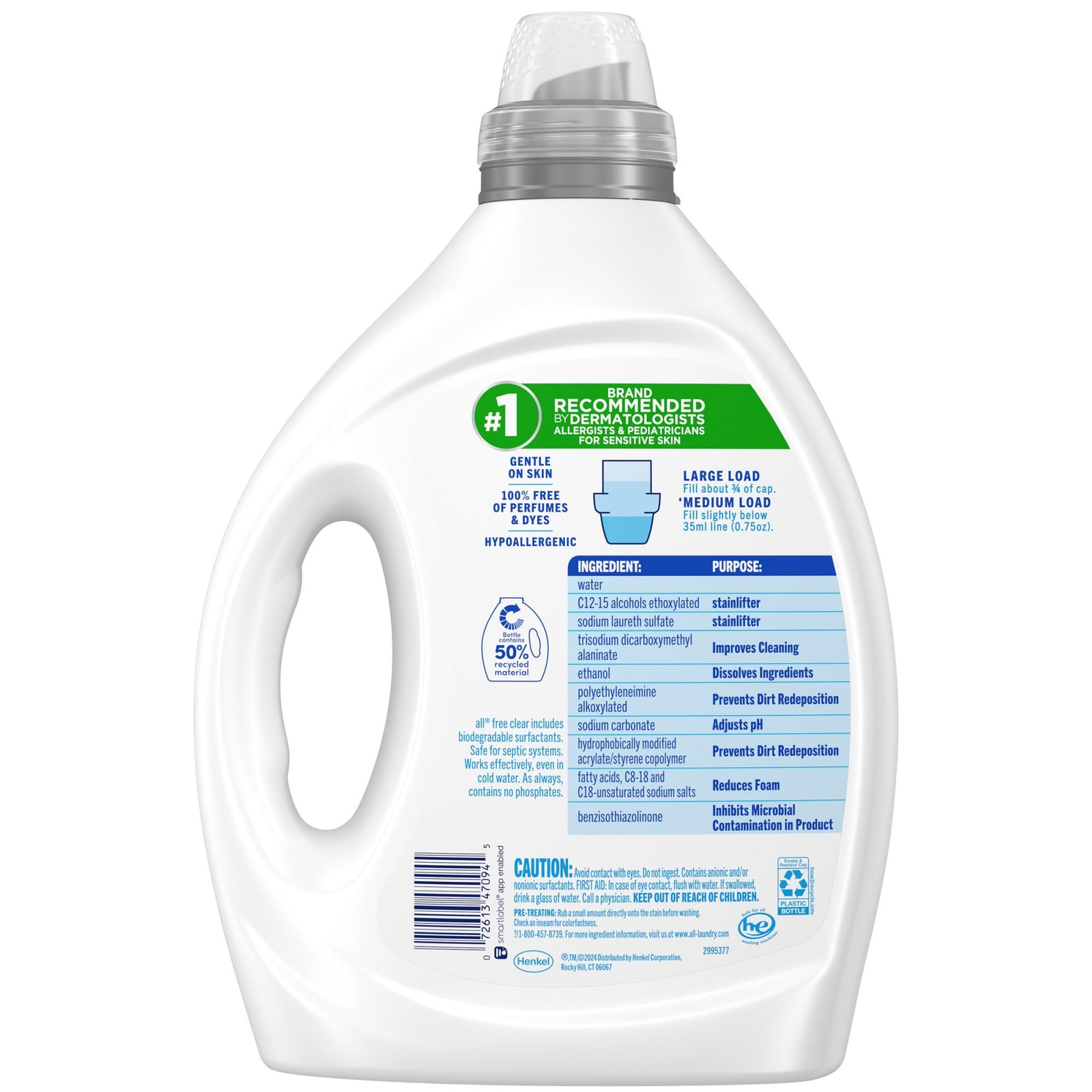 free clear, Original, Liquid Laundry Detergent for Sensitive Skin, Unscented …