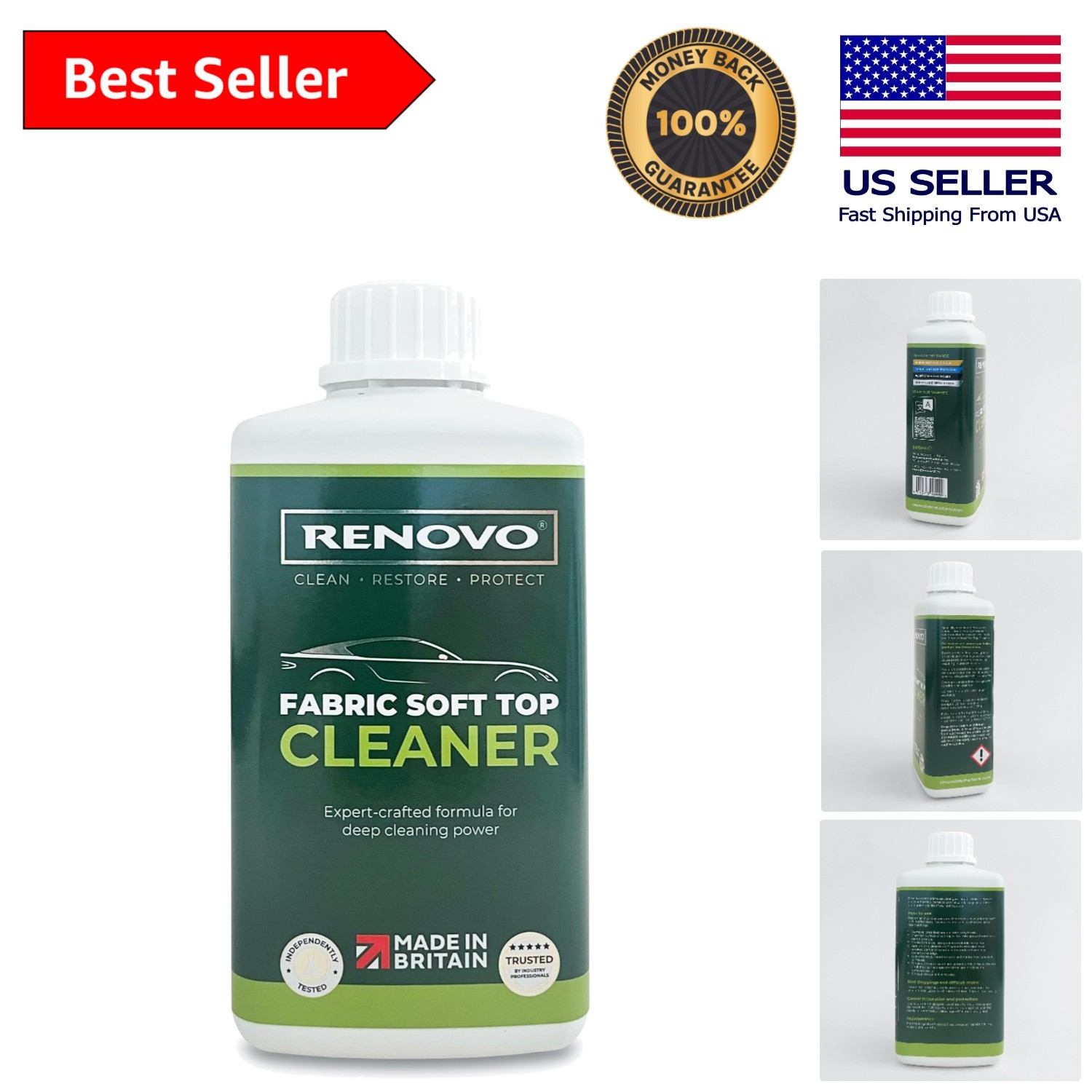 500ml Water-Based Fabric Cleaner for Convertible Soft Tops – Easy Application