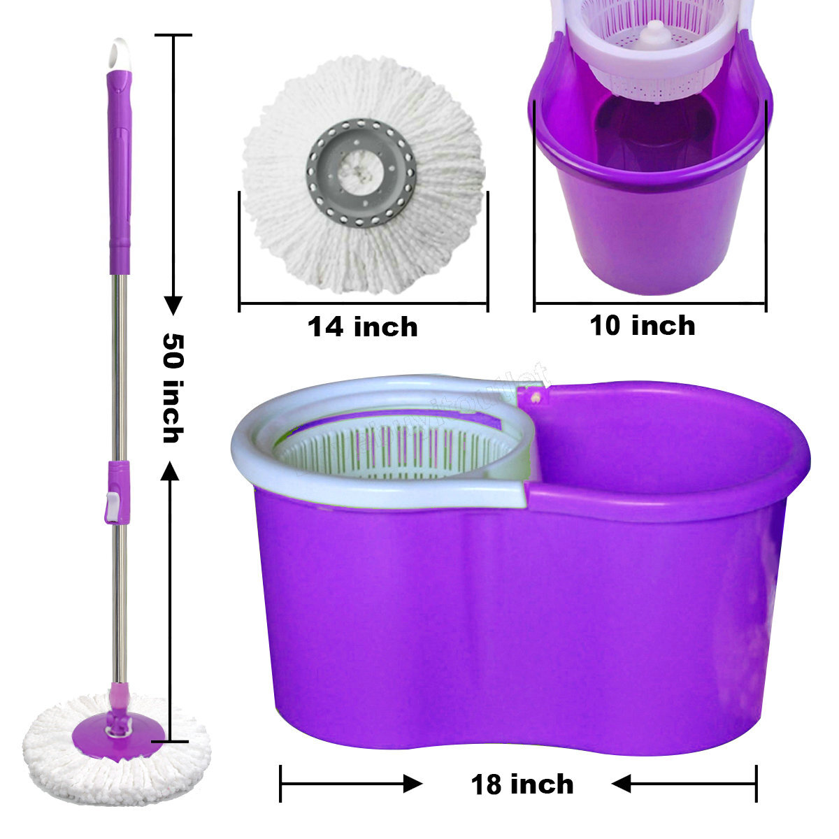 Easy Wring Spin Mop&Bucket System 2 Microfiber Mop Head Blue Green Purple